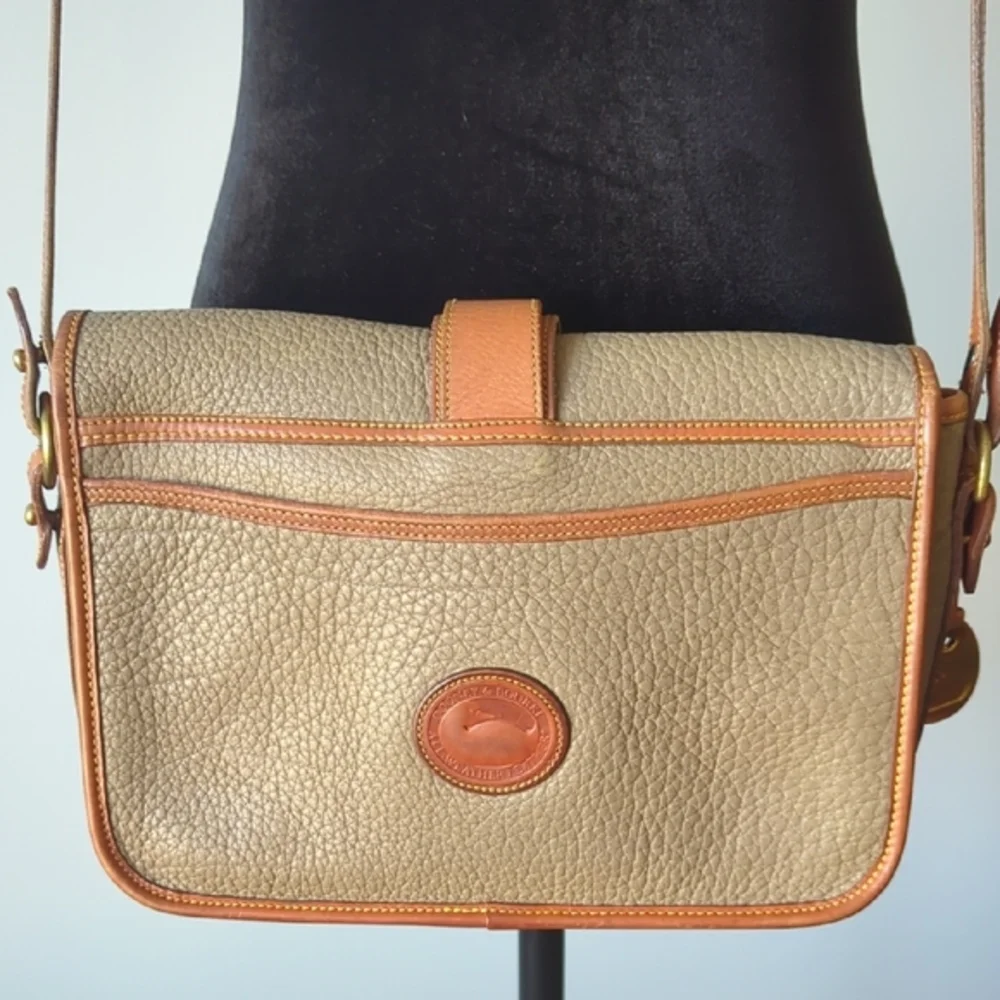 Dooney & Bourke Tan and Brown Crossbody Bag with Flap Closure - Picture 6 of 11